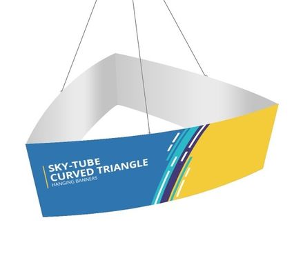 do círculo portátil da feira profissional de 144in estrutura curvada sinal de suspensão do sinal da bandeira do triângulo