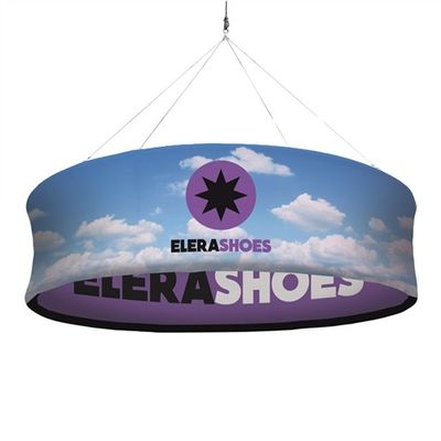 Bandeira de suspensão Polo da feira profissional redonda reusável do teto do círculo para a exposição
